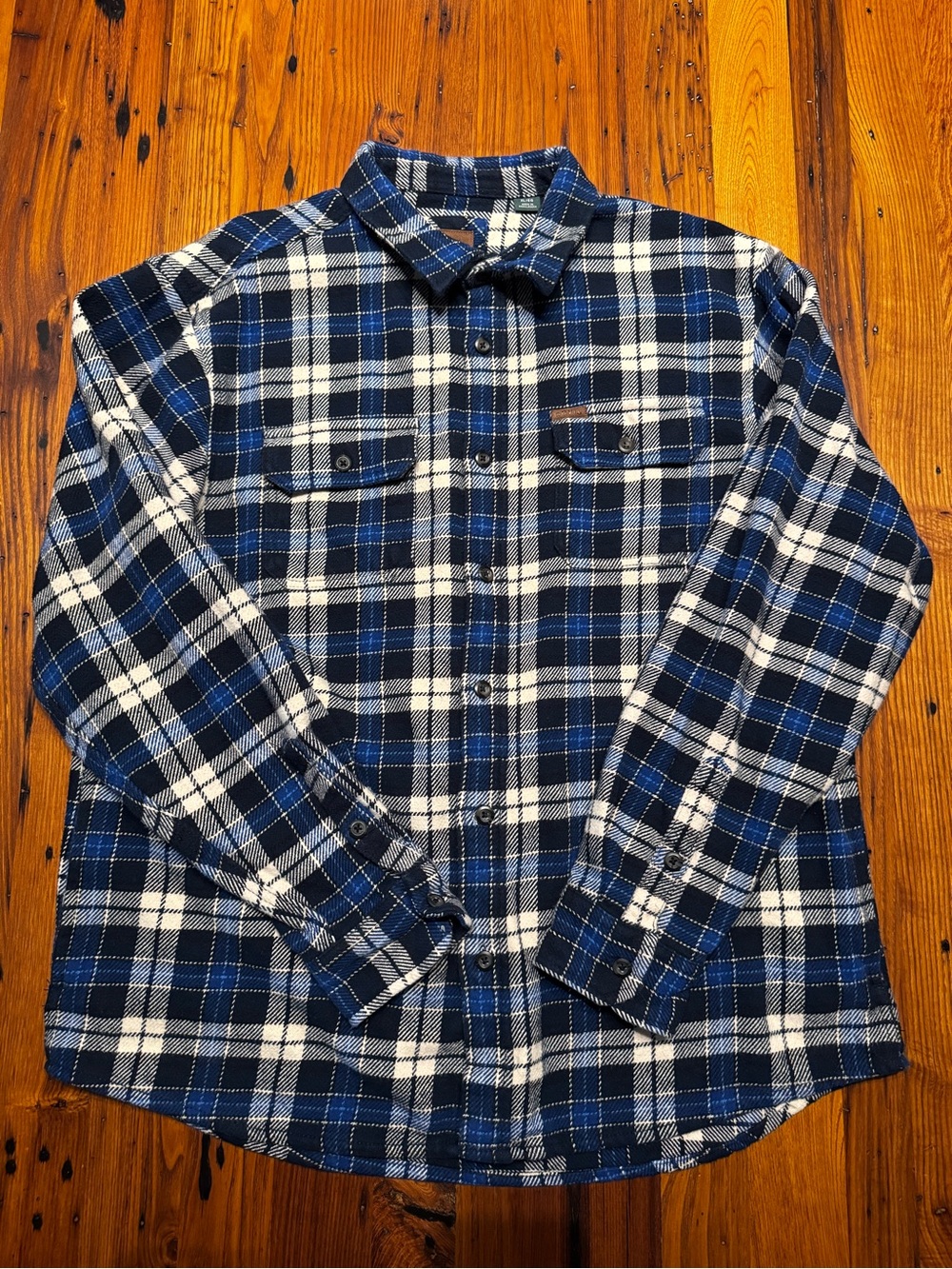 Orvis Big Bear Shirt – Navy Plaid, XL – Excellent